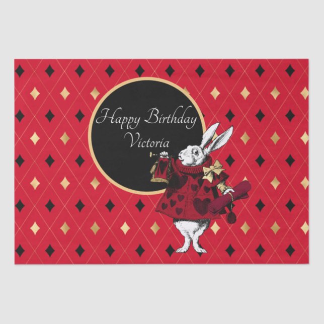 White Rabbit in Red Birthday  Tissue Paper (Front)