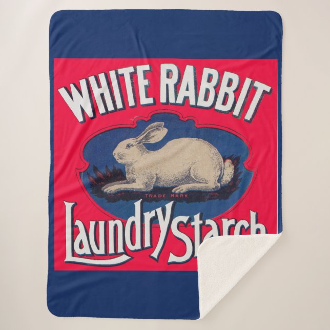 White Rabbit Laundry Starch crate label Sherpa Blanket (Front)