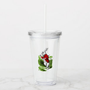 White Rabbit looking at watch. Illustration Acrylic Tumbler