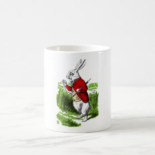 White Rabbit looking at watch. Illustration Coffee Mug