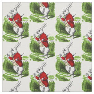 White Rabbit looking at watch. Illustration Fabric