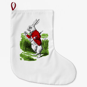 White Rabbit looking at watch. Illustration Large Christmas Stocking