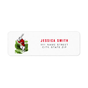 White Rabbit looking at watch. Illustration Return Address Label