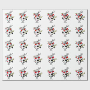WHITE RABBIT MOTIF FROM ALICE IN WONDERLAND WRAPPING PAPER