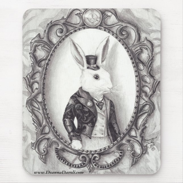 White Rabbit Mousepad Alice in Wonderland Mousepad (Front)