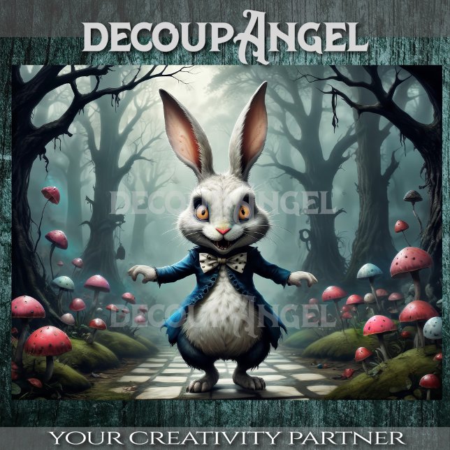 White Rabbit of Alice's Wonderland #2 Decoupage Tissue Paper (Creator Uploaded)