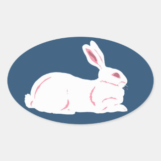 White Rabbit Oval Sticker