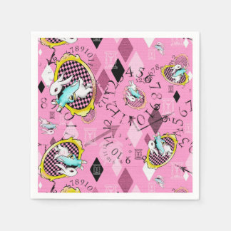 White Rabbit paper cocktail napkins, Wonderland Napkin