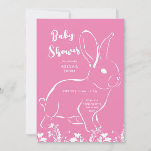 White Rabbit Pink Baby Shower  Invitation
