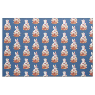 white Rabbit Pop Surrealism Illustration fabric