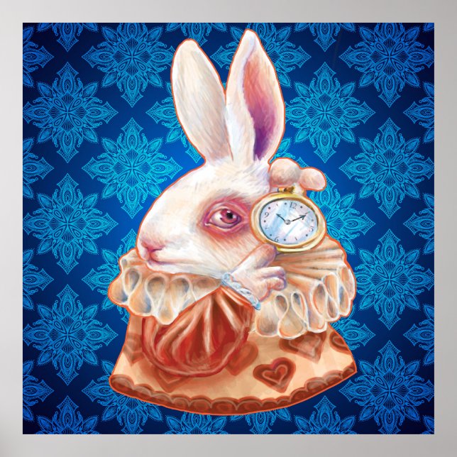White Rabbit Pop Surrealism Illustration Poster (Front)