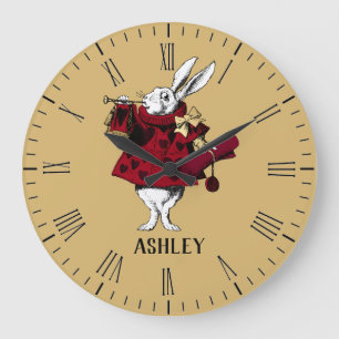 White Rabbit Queens Garb Personalised Large Clock