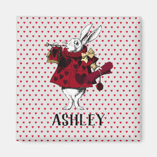 White Rabbit Queens Garb Personalised  Magnet