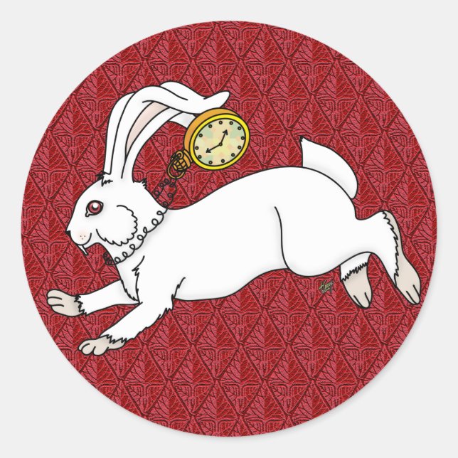 White Rabbit Stickers Red BG (Front)