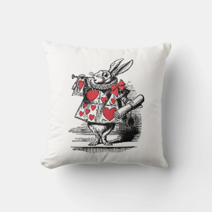White Rabbit Trumpeter Alice Adv in Wonderland Cushion