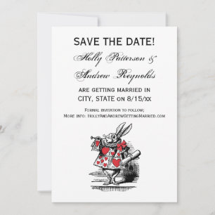 White Rabbit Trumpeter Alice Adv in Wonderland Save The Date