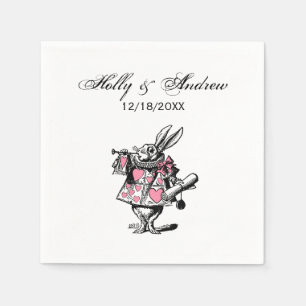 White Rabbit Trumpeter Alice Adv Wonderland Pink Napkin