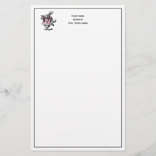 White Rabbit Trumpeter Alice Adv Wonderland Pink Stationery