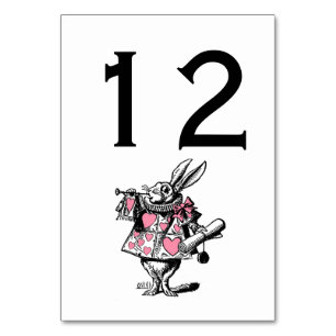 White Rabbit Trumpeter Alice Adv Wonderland Pink Table Number