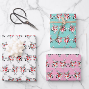 White Rabbit Trumpeter Alice in Wonderland DIY Col Wrapping Paper Sheet