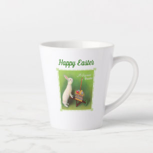 White Rabbit Wheelbarrow Coloured Eggs Happy Easte Latte Mug