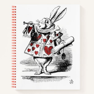 White Rabbit with Red Hearts Alice in Wonderland Notebook