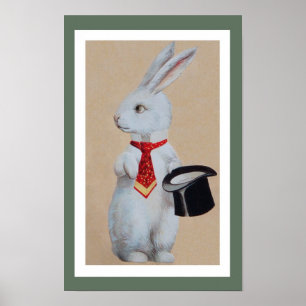 White Rabbit with Tophat Poster