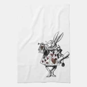 White Rabbits of Hearts - Alice in Wonderland Tea Towel