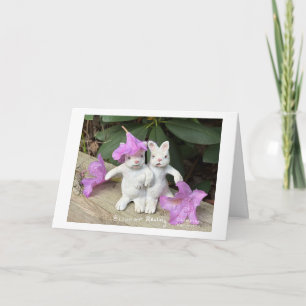 White Rabbits with Rhododendrons Card