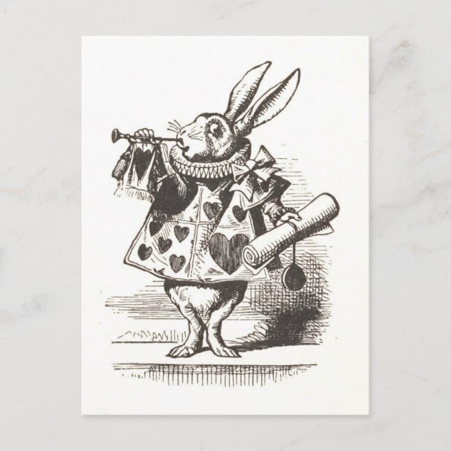 White Rabit from Alice in Wonderland Illustration Postcard (Front)