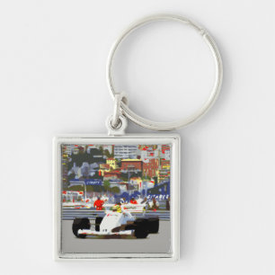 WHITE RACE CAR - City Circuit Key Ring
