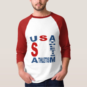White raglan T-shirt USA ATHLETISM