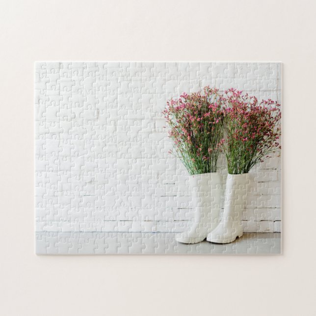 White Rain Boots and Brick wall Jigsaw Puzzle (Horizontal)