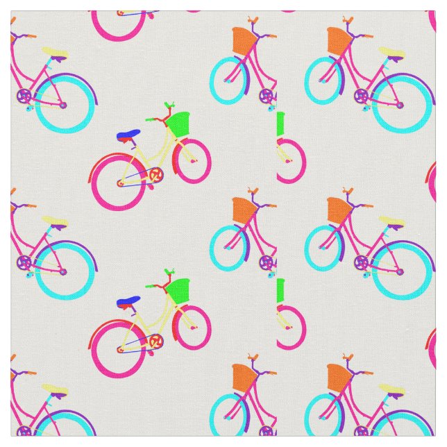 white rainbow bikes colourful bicycles fabric (Close Up)