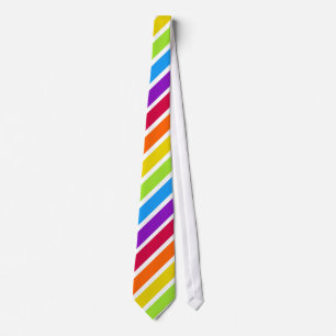White Rainbow Diagonal Stripe Tie