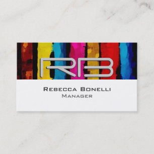 White Rainbow Grey Monogram Manager Business Card