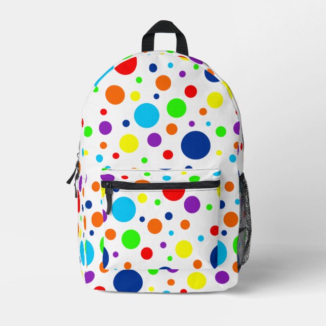 White Rainbow Spots Backpack (Front)