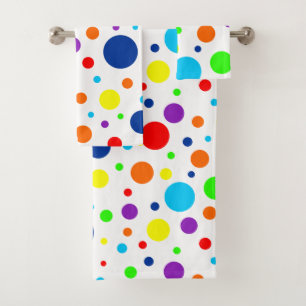 White Rainbow Spots Bath Towel Set