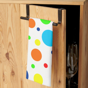 White Rainbow Spots Kitchen Towel