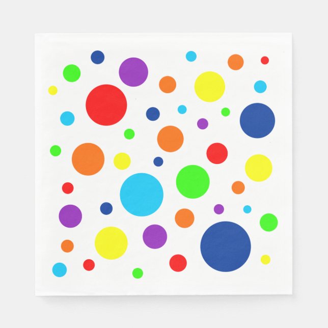 White Rainbow Spots Paper Napkins (Front)
