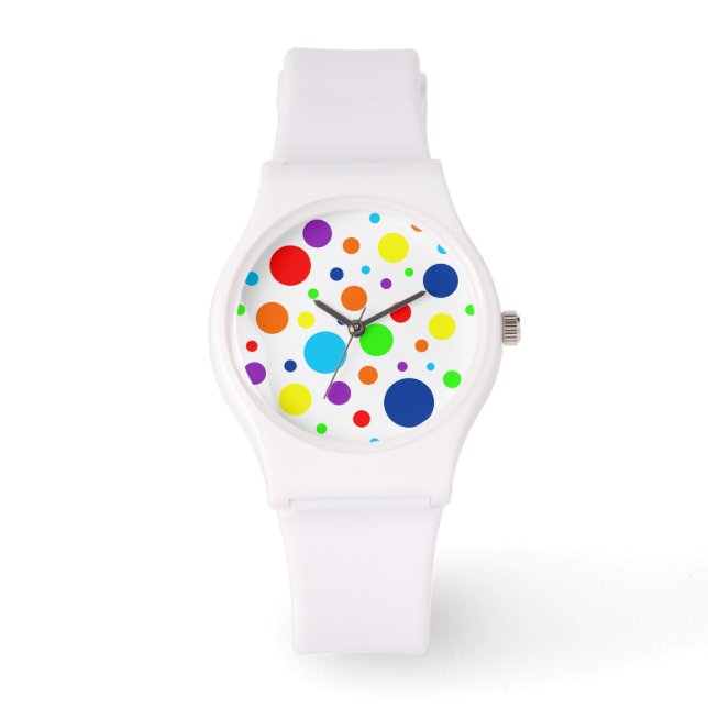 White Rainbow Spots Watch (Front)