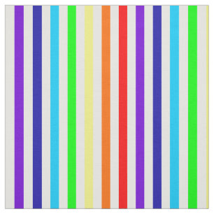 White Rainbow Stripes Fabric