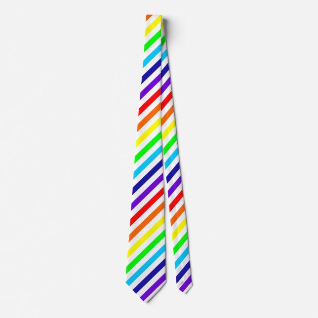 White Rainbow Tie (Diagonal Stripes) (Front)