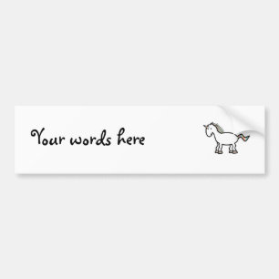 White rainbow unicorn bumper sticker
