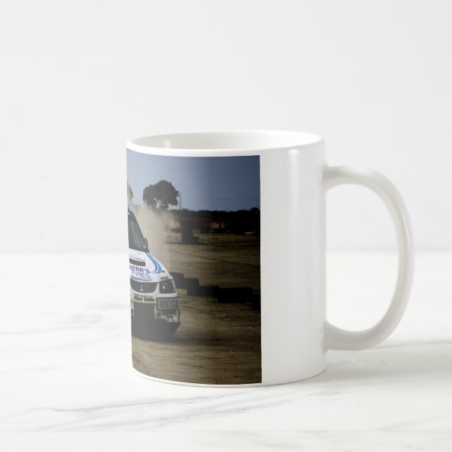White Rally Car Coffee Mug (Right)