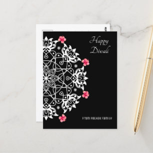 White Rangoli with hibiscus Postcard