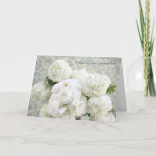 White ranunculus and hydrangeas sympathy card