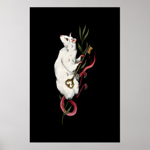 White Rat Illustration Gothic - Giclee Print from
