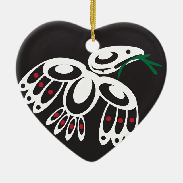 White Raven Ceramic Ornament (Front)