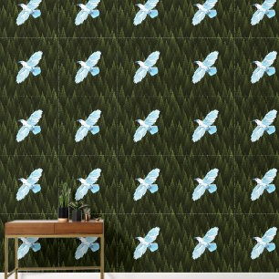 White Raven on Fractal Conifers Wallpaper